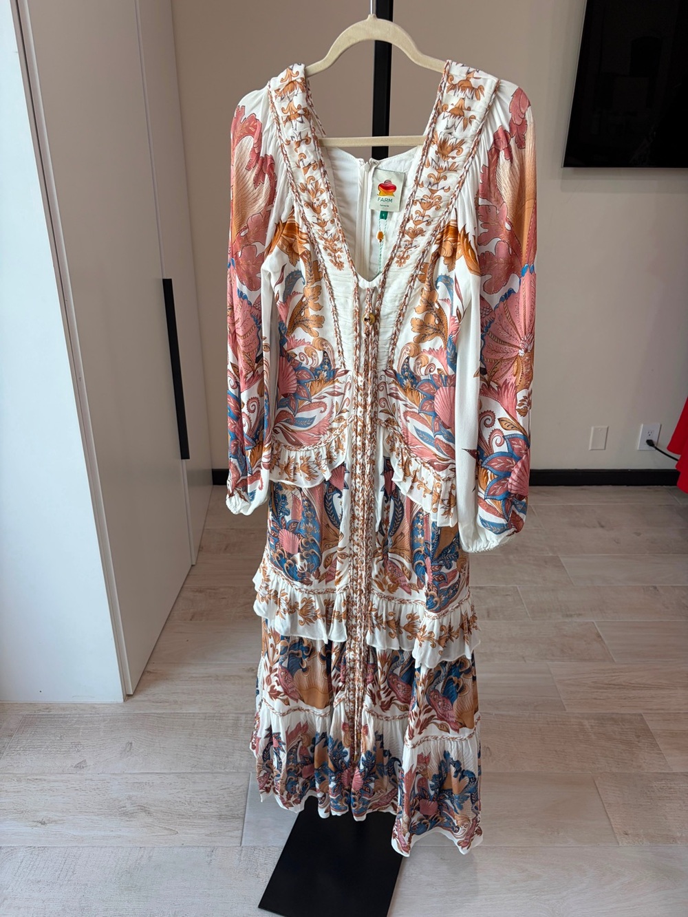 Farm Rio Off-White Sea Garden Ruffled Maxi Dress - Picture 4 of 10
